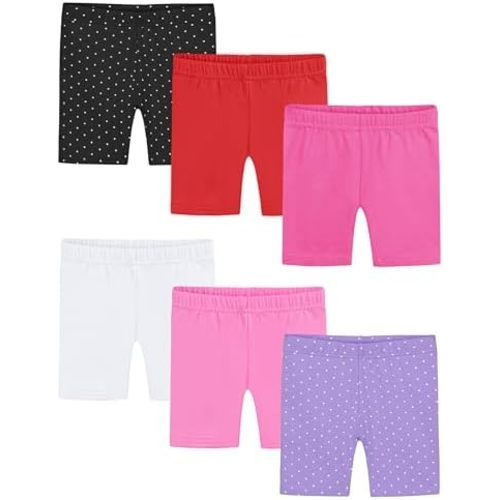 Poroka 6 Pack Baby and Toddler Girls Bike Shorts Soft Girls Summer Dancewear Shorts Solid Tumbling Safety Short for Kids