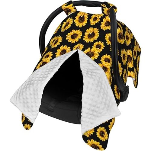 Baby Car Seat Cover for Baby, Nursing Cover for Mom, Cute Baby Stuff for Boys Girls (Sunflower)