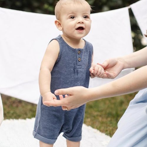 Burt's Bees Baby baby-boys Sleeveless Rompers, 100% Organic Cotton One-piece Coverall and Layette Set