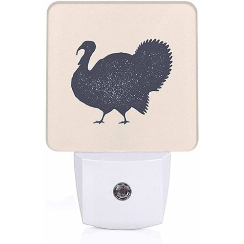 LED Night Light Plug into Wall with Dusk to Dawn Light Sensor White Energy Efficient Black Thanksgiving Turkey Nightlight for Bedroom Bathroom Hallway Living Room Kitchen