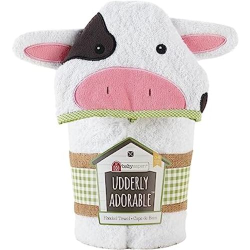 Baby Aspen "Utterly Adorable" Cow Hooded Towel / Baby Robe, Baby Shower Gifts, 0-9 Months, Newborn, Baby Bath Towel