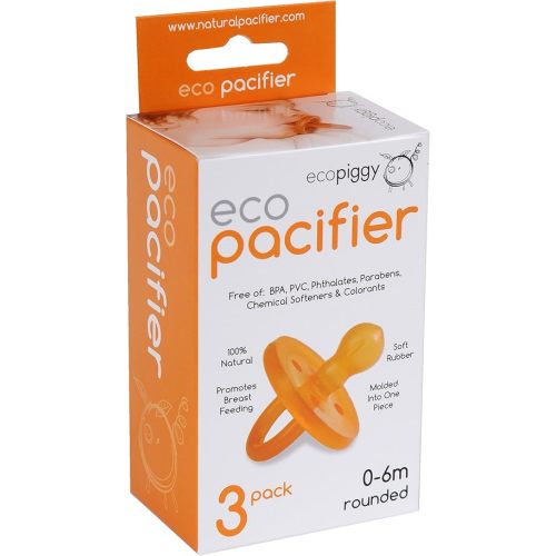 Ecopiggy Ecopacifier Natural Pacifier Rounded (3 Pack) 0-6 Months