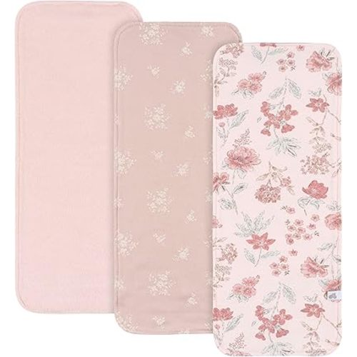 Just Born 3-Pack Baby Burp Cloths – Soft & Absorbent Cotton, Gentle on Baby’s Skin, Perfect for Feeding & Spit-Up Protection, Pink