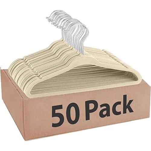 50 Pack Kids Hangers Velvet Clothes Hangers,H HOME-MART Non Slip Baby Kids Coat Childrens Hangers for Shirts, Pants & Dresses W/Swivel Hook