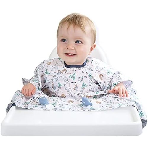 BIBaDO - Short Sleeve Baby Bibs - Babies & Toddlers 6-36 Months - Coverall Baby Led Weaning Bib - Easy Wipe, Soft, Waterproof