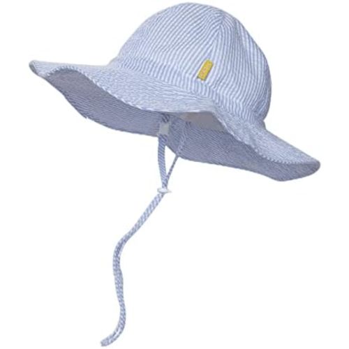 Baby & Toddler Wide Brim Sun Hats UPF 50+ Sun Protection Bucket Cap Cute Adjustable Hat in Seersucker