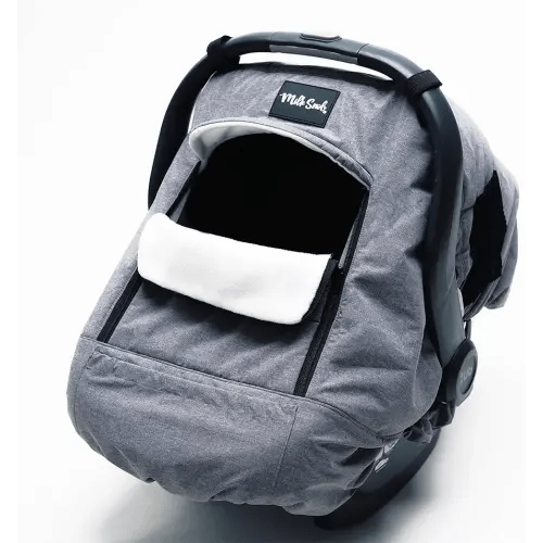 Milk Snob Winter Baby Car Seat Cover - Carseat Canopy & Stroller Cover for Babies - Waterproof, Windproof, Cozy Inner Fleece Lining - Keep Your Baby Warm, Dry & Cozy This Winter (Stormy)