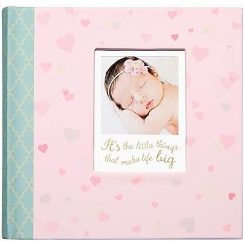 C.R. Gibson's Pink Infant Photo Album Photo Album For Newborns, 9.4 x 9.1 x 1.8 inches, 80 pages