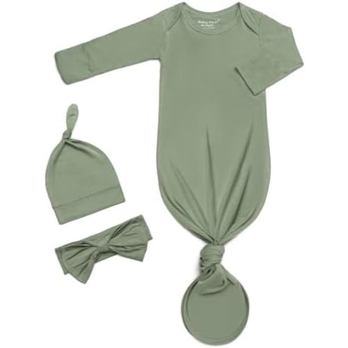 Baby Gowns 0-3 Months Soft Viscose Sleepers For Boy Girl, Breathable Newborn Sleepers With Mitten Cuffs