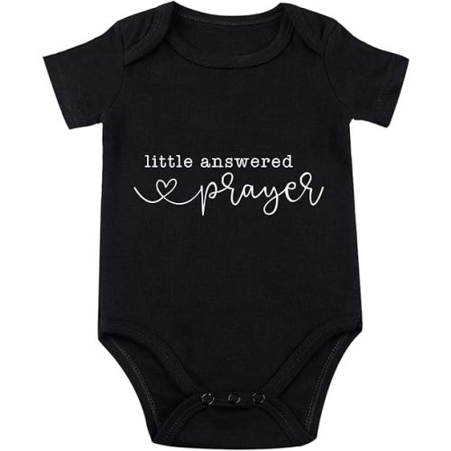 Little Answered Prayer Infant Reveal Ideas Pregnancy Baby Announcement Bodysuit Girl And Boy 0-12M