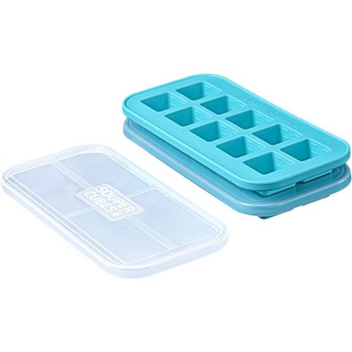 Souper Cubes 2 Tablespoon / 1 Oz. Freezing Tray with lid, Aqua color, Pack of Two. Freeze Food, Ice Cubes, Baby Food - 2-Pack