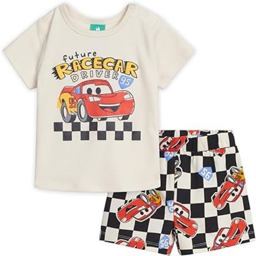 Disney Baby T-Shirt and French Terry Shorts Outfit Set Newborn to Infant Sizes (Newborn - 24 Months)