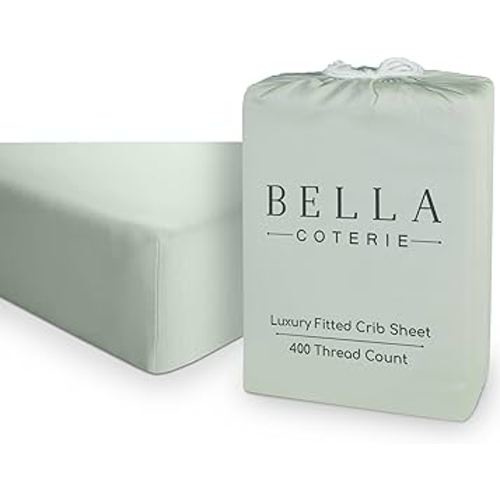 BELLA COTERIE Luxury Bamboo Crib Sheet | Organically Grown | Ultra Soft | Cooling for Better Sleep | Deep Pocket Fitted Sheet for Crib & Toddler Mattress | Viscose Made from Bamboo [Sea Glass]