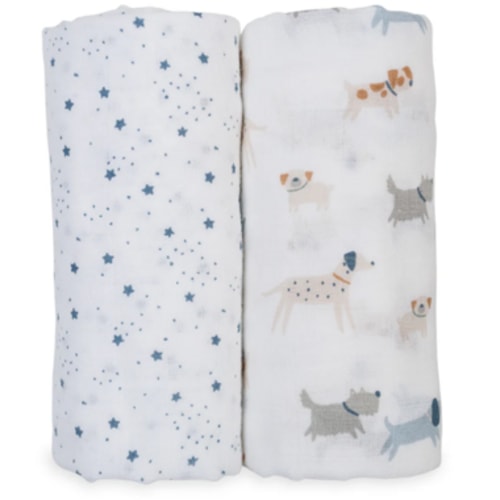 Buy Lulujo Cotton Muslin Swaddles Puppy Dogs and Stars