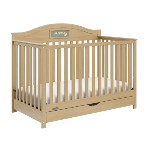 Graco Story 5-in-1 Convertible Baby Crib with Drawer and Reversible Headboard, Driftwood