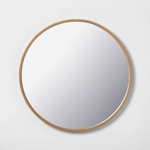 30" Round Wood Framed Wall Mirror Natural - Hearth & Hand™ With Magnolia: Bathroom, Circular, No Assembly Required