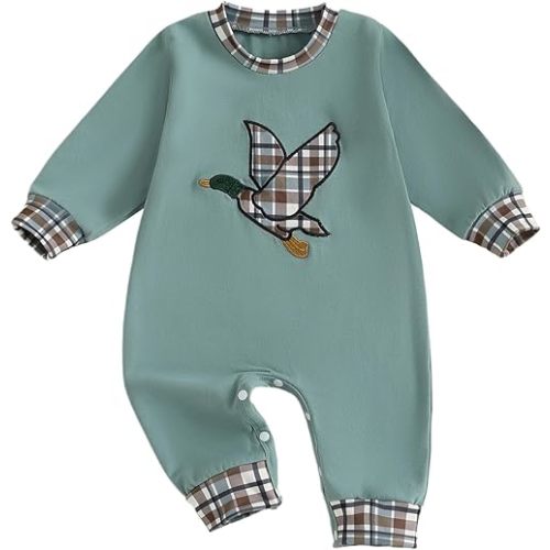 Mieeyali Western Baby Boy Clothes Infant Cowboy Mallard Duck Romper Rodeo Country Hunting Jumpsuit Fall Winter Outfit