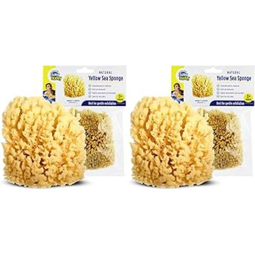Baby Buddy Natural Yellow Sea Sponge, Newborn Bath Time Essential, Soft and Gentle for Tender Skin, Hypoallergenic and Biodegradable, 2 Pack