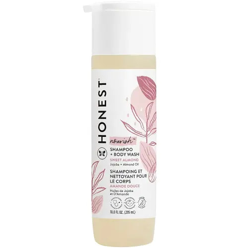 The Honest Company 2-in-1 Cleansing Shampoo + Body Wash | Gentle for Baby | Naturally Derived, Tear-free, Hypoallergenic | Sweet Almond Nourish, 10 fl oz