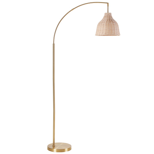 SUNMORY Floor Lamp for Living Room, 73 inch Arched Rattan Fabric Retro Boho Farmhouse Rustic Standing Lamp for Living Room Bedroom Office, Gold - Shop Black Friday Deals for 2024!