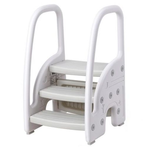 Whizmax Toddler Step Stool, Kids 3 Step Stool With Handles Sides, For Bathroom Sink,kitchen Counter,toilet Potty Training, Gray
