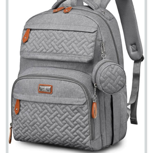 BabbleRoo Diaper Bag Backpack, Travel Backpack with Changing Pad, Pacifier Case & Stroller Straps, Multifunction, Waterproof, Unisex – Dark Gray