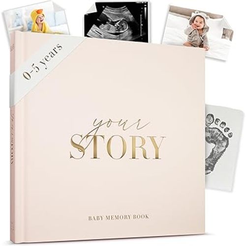 Keepsake Baby Memory Book | First Year Baby Scrapbook & Baby Album | Luxury Baby Keepsakes, Baby Photo Diary & Baby Journal | Baby First Year Book, Baby Memory Book Boy/Girl