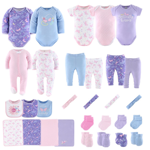 Purple Butterfly Baby Layette Clothing Gift Set, 30 Piece – The Peanutshell