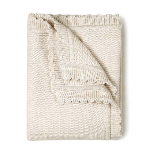 Organic Cotton Scalloped Baby Blanket - Vanilla Natural
