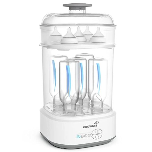 Bottle Sterilizer and Dryer, Compact Electric Steam Baby Bottle Sterilizer (Esterilizador de Biberones), Bottle Sanitizer for Baby Bottles, Pacifiers, Pump Parts - Grey
