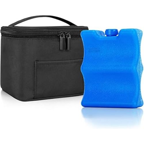 Teamoy Breastmilk Cooler Bag with Ice Pack, Baby Bottles Bag for up to 4 Large 5 Ounce Bottles Without Nipple, Perfect for Working Mom Mother, Black