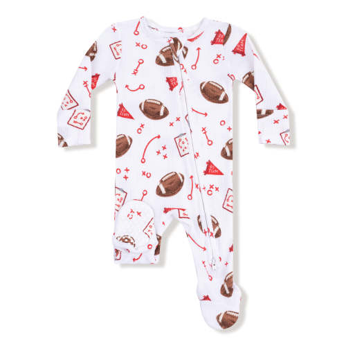 2-Way Zip Footie, Touchdown Time Red