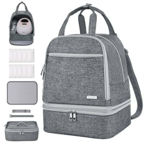 Breast Pump Bag, Spectra Pump Backpack, Pumping Bag for Working Mom, Compatible with Spectra S1, S2, Grey