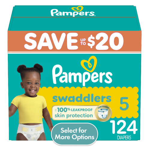 Pampers Swaddlers Baby Diapers Size 5, 124 Count (Select for More Options)