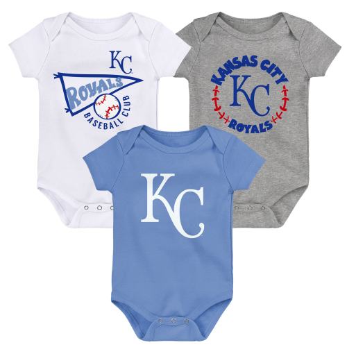 Newborn & Infant Kansas City Royals Light Blue/White/Heather Gray Kansas City Royals Biggest Little Fan 3-Pack Bodysuit Set