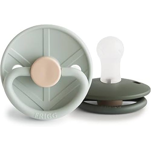 FRIGG Little Viking SilkySoft Silicone Baby Pacifier 2-Pack | Made in Denmark | BPA-Free (Sage/Olive, 0-6 Months)