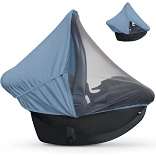 liuliuby 2-in-1 Baby Car Seat Cover for Baby Carseat Cover | Car Seat Sun Shade Cover & Mosquito Net for Infant | Baby Boy Car Seat Cover Baby | Breathable Car Seat Canopy Covers for Boys (Blue)