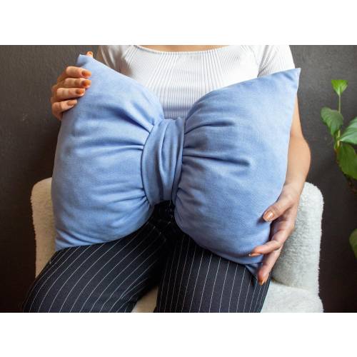Bow Shape Pillow, Baby Blue Bow Pillow, Velvet Bow Pillow, Coquette Pillow, Cottage Core Pillow, Lumbar Accent Pillow, Nursery Decor