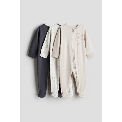 3-PACK PAJAMA JUMPSUITS WITH ZIPPER