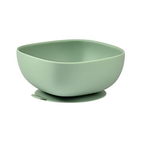 Beaba Silicone Suction Baby Bowl, Soft Anti Slip Durable Unbreakable Toddler Bowls, Baby Essentials, Toddler Baby Feeding, (Sage)
