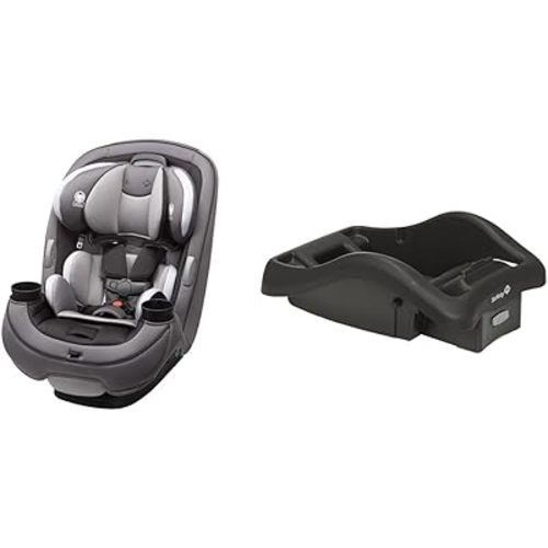 Safety 1st Grow and Go All-in-One Convertible Car Seat, Evening Dusk & onBoard 35 LT Adjustable Infant Car Seat Base