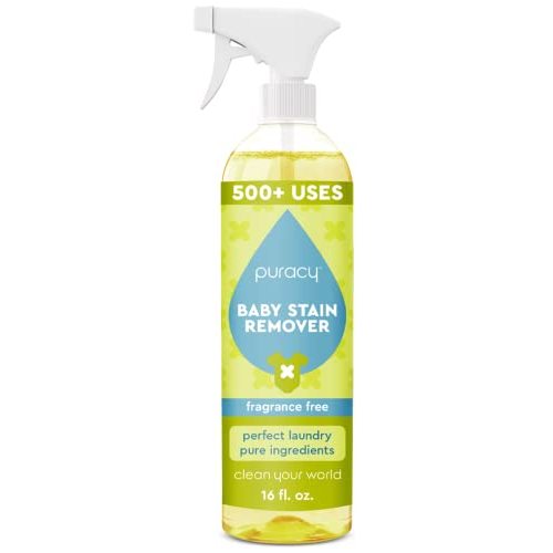 Puracy Stain Remover for Baby Clothes and Cloth Diapers, Newborn Baby Essentials Must Haves, Enzyme-Based Laundry Spray, Natural Spot and Odor Cleaner, 16 Oz