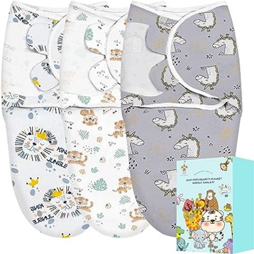 Cute Castle 3-Pack Baby Swaddle Sleep Sacks - Perfect Boxs - Newborn Swaddle Sack - Ergonomic Baby Swaddles Warp Blanket for Boys and Girls (Small 0-3 Months),Unicorn, Lion, Tiger