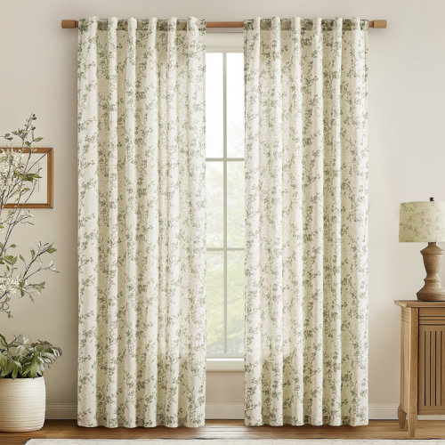 Lark Manor™ Semi Sheer Linen Blend French Floral Printed Rod Pocket Curtain Pair & Reviews | Wayfair