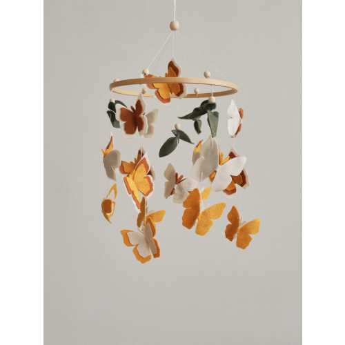 Felt Butterfly Baby Mobile – Forest Themed Crib Mobile for Girl Nursery Decor