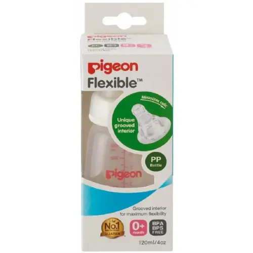 Pigeon Slim Neck PP Bottle with Flexible Peristaltic Teat - 120ml | Baby Bunting AU