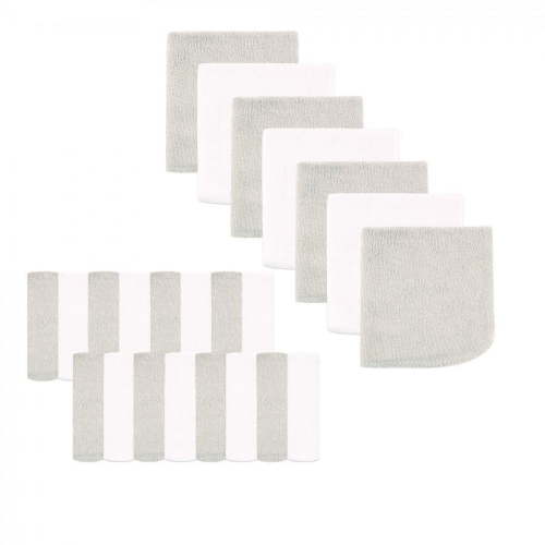 Luvable Friends Baby Unisex Super Soft Bundle Washcloths, Neutral Gray, One Size