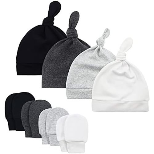Durio Newborn Baby Hat and Mittens Set - Soft Cute Mittens and Hat for Baby Girls and Boys 0-6 Months