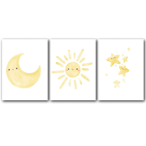 Moon Sun Stars, Unframed, Set of 3, 24 x 36 Inch print, Minimalist Art, Typography Art, Bedroom Wall Art, Romantic Gift Home, Wall Art Decor Poster