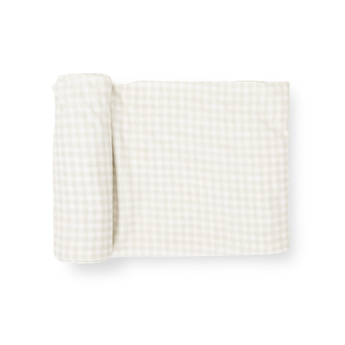 Stretch Knit Swaddle Blanket - Tan Gingham